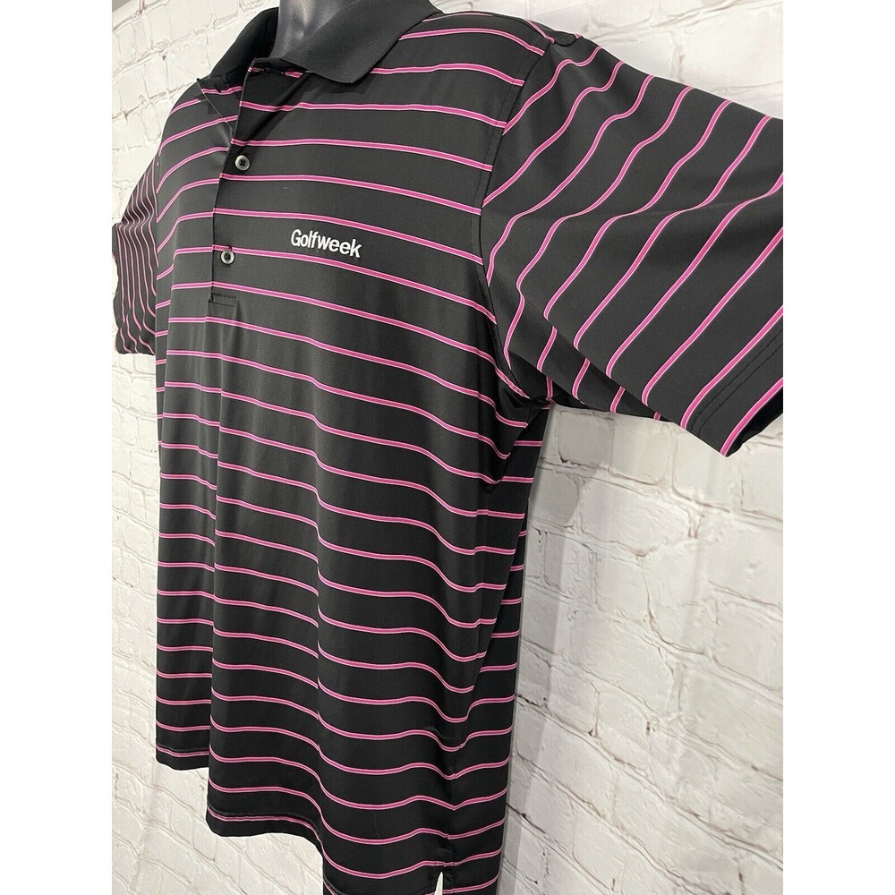 Fairway & Greene "Golfweek" Polo Shirt Men's Black w/Purple Stripes Size XL - Picture 3 of 11